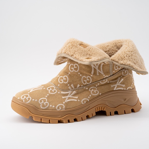 size 13G - Gucci Yankees Ankle Boots Beige GG NY MLB - Picture 9 of 14